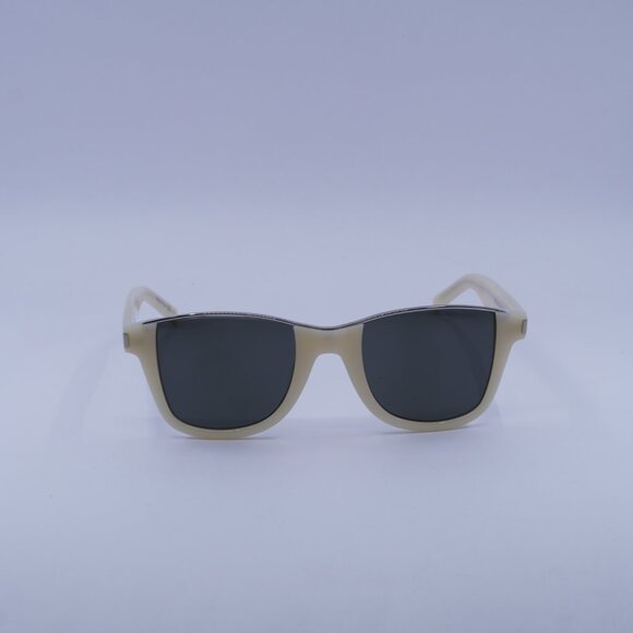 Saint Laurent SL 51 CUT 004 Sunglasses Beige/Silver Square Frame, Grey Lenses - Picture 2 of 10